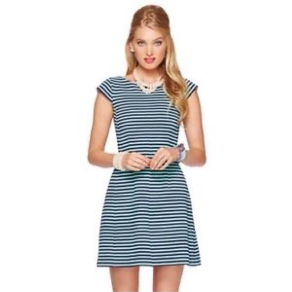 Lilly Pulitzer Briella Striped Blue White Cap Sleeve Lined Dress S